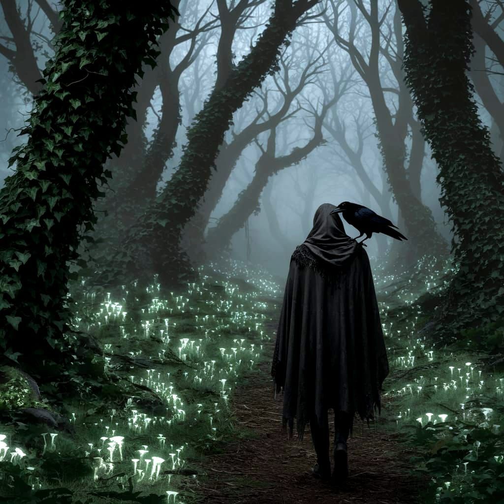 Twisted Trees in a Gothic Forest Scene