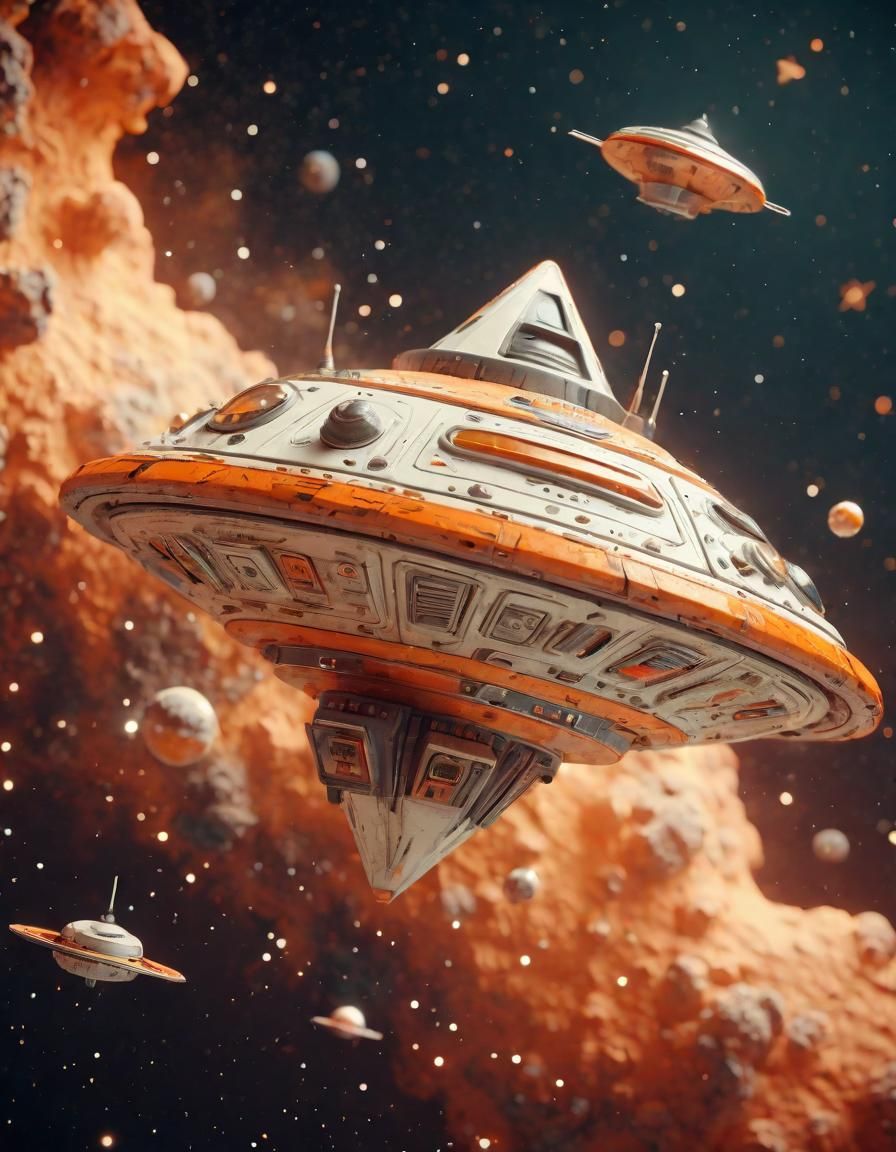 Elegant Spaceship in Retro Sci-Fi Style