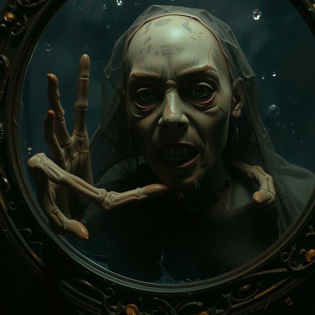 Sinister Doll Bride and Skeletons: Dark Fantasy Concept Art