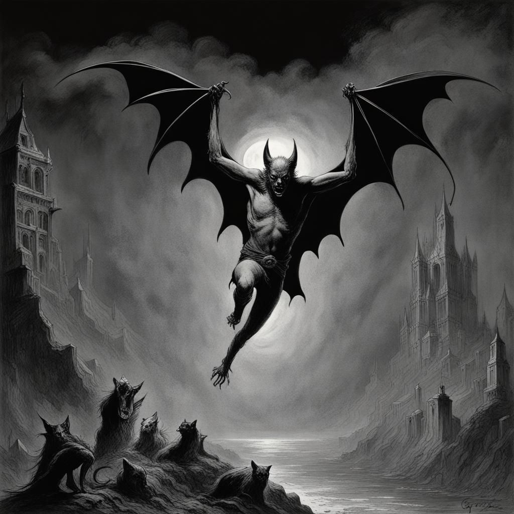 Infernal Bat Emerges in Gothic Horror Style