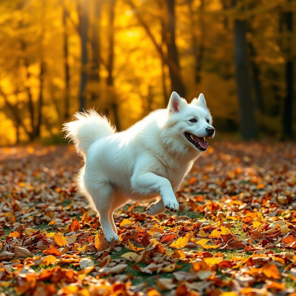 Majestic Autumn Canine in Forest Clearing