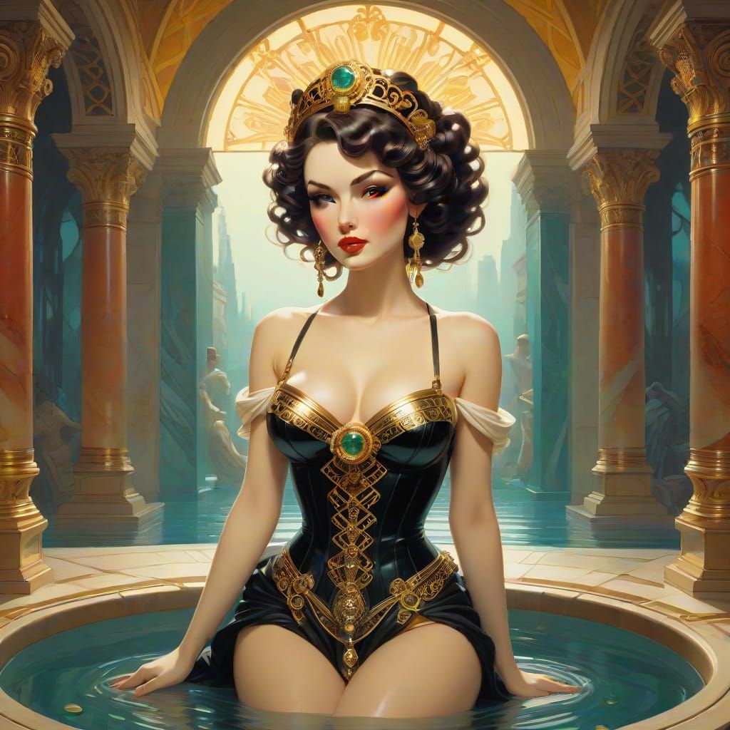 Scottish Pin-Up in Ancient Roman Bath