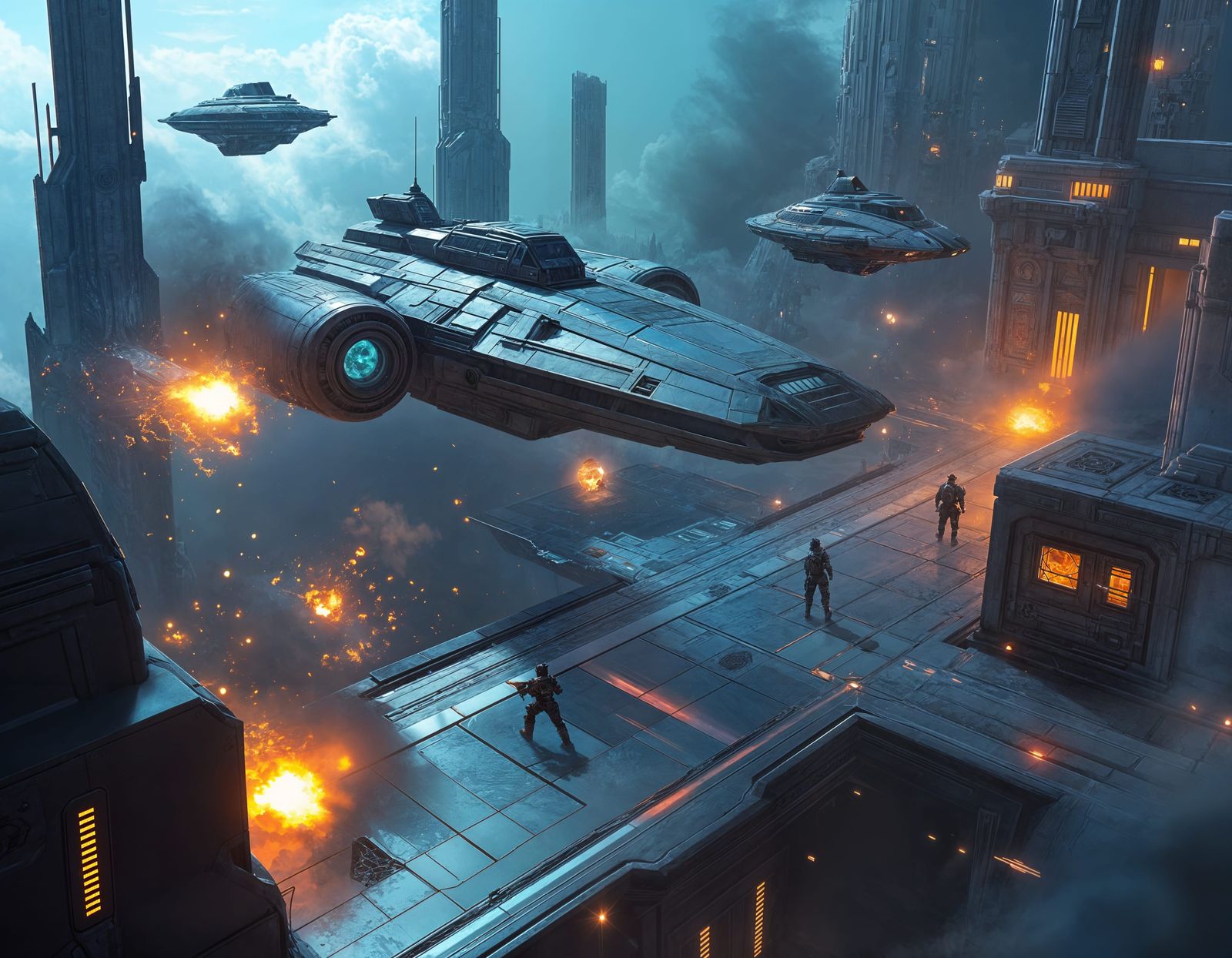 Sci-Fi Battlemap for Roleplaying Game in Splash Art Style