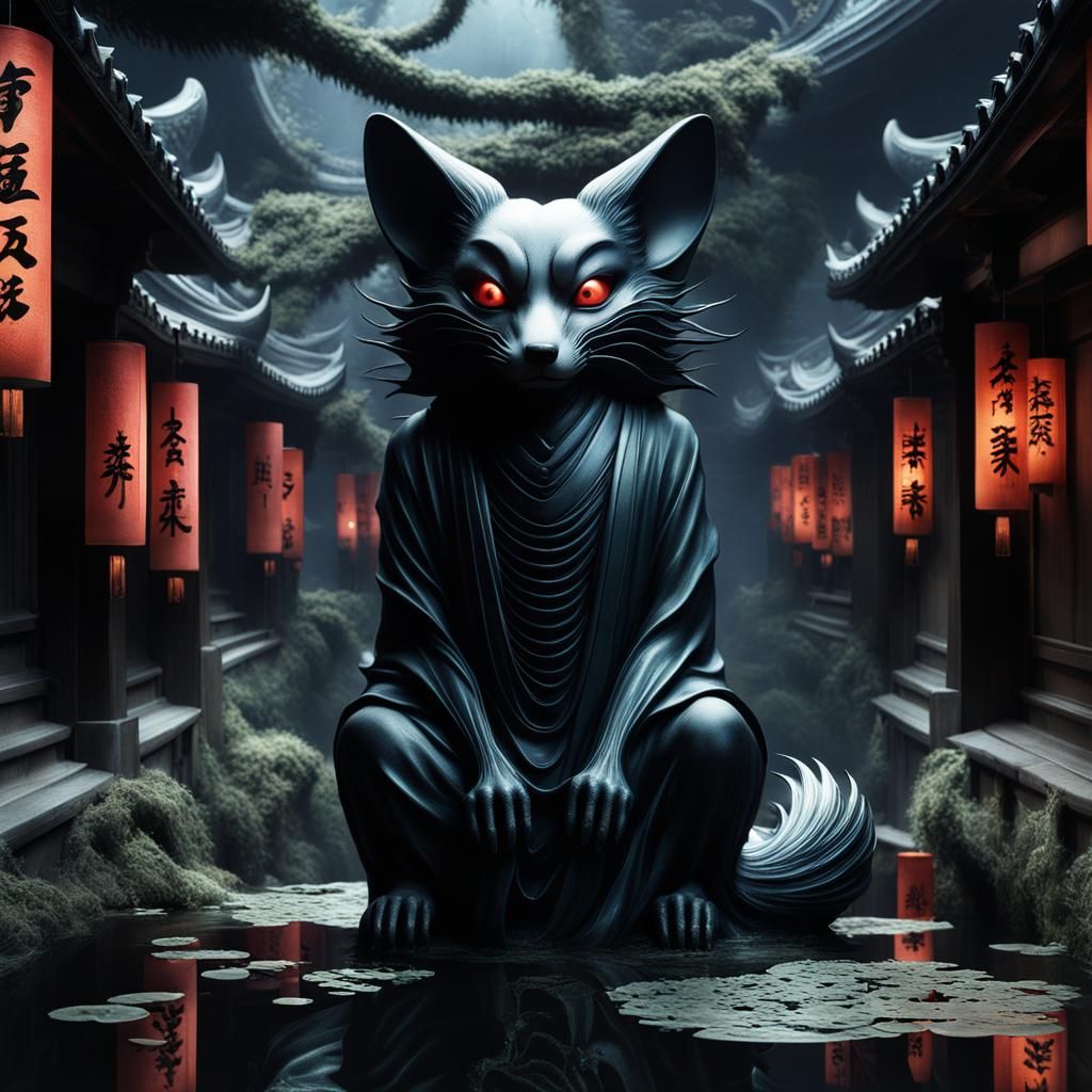 Body Horror Kitsune in Surreal Tokyo Art