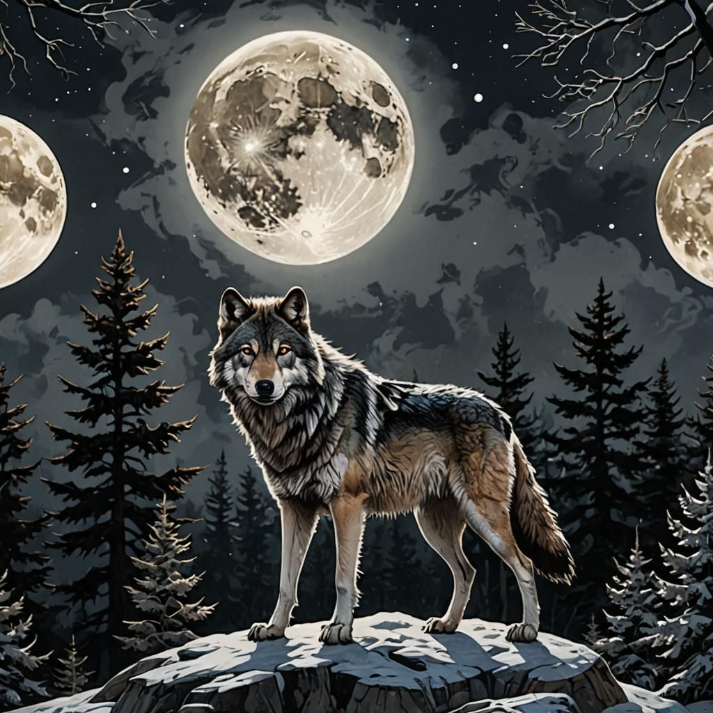 wolf & moon