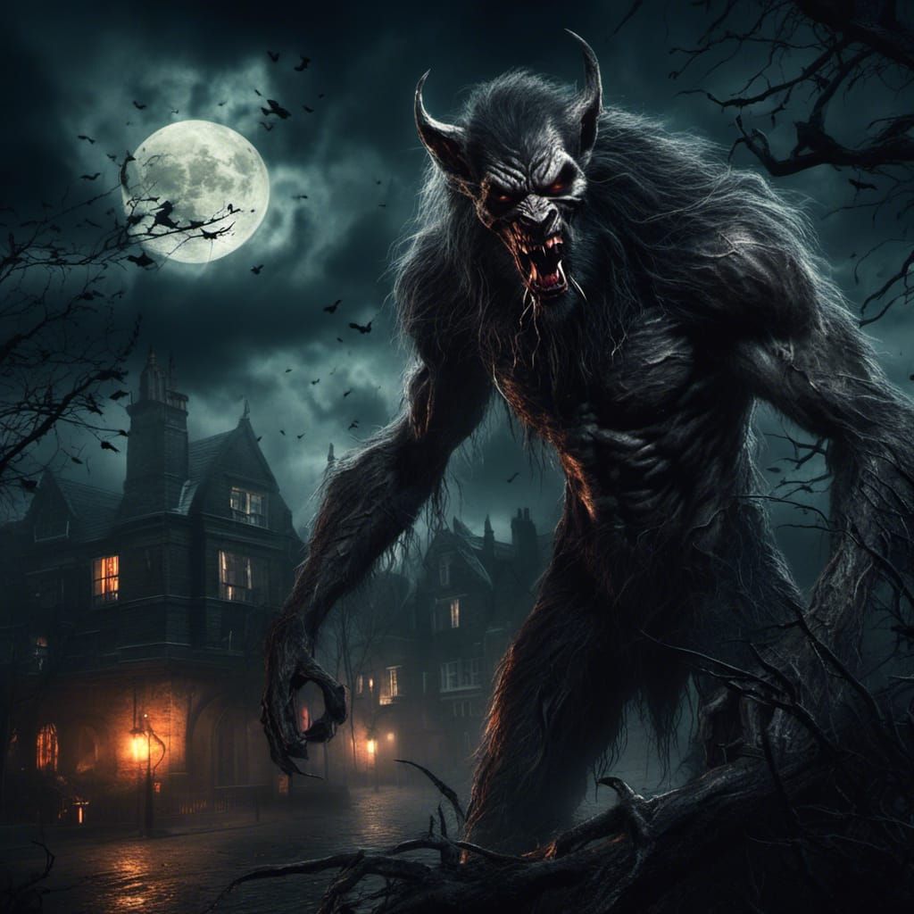 Werewolf Horror in Dark London Night