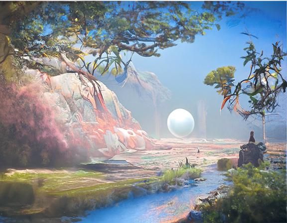Tropical Island Moonrise, Hyperdetailed Sci-Fi Fantasy