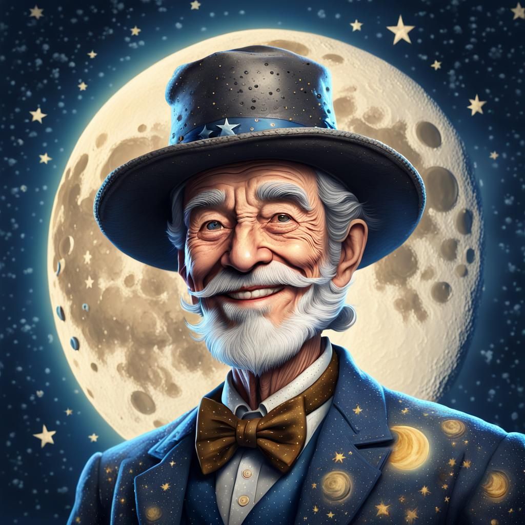 Moon Gentleman Portrait in Detailed Matte Painting Style