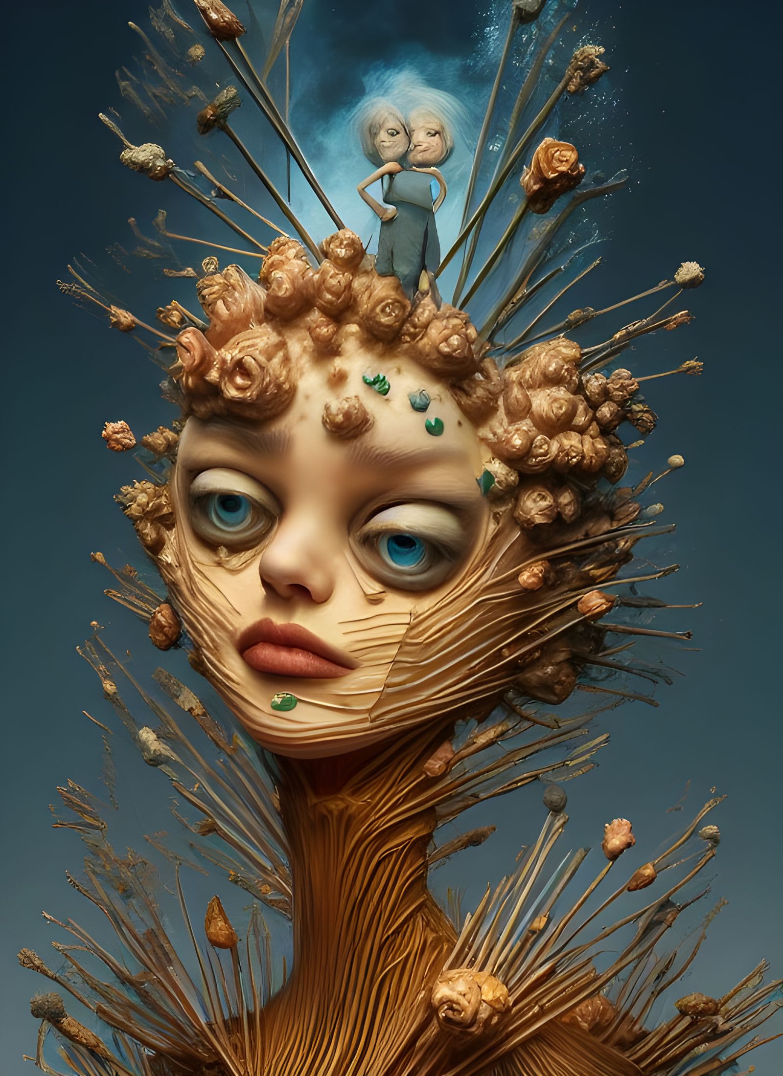 Surreal Biological Portrait with Magical Prism Particles