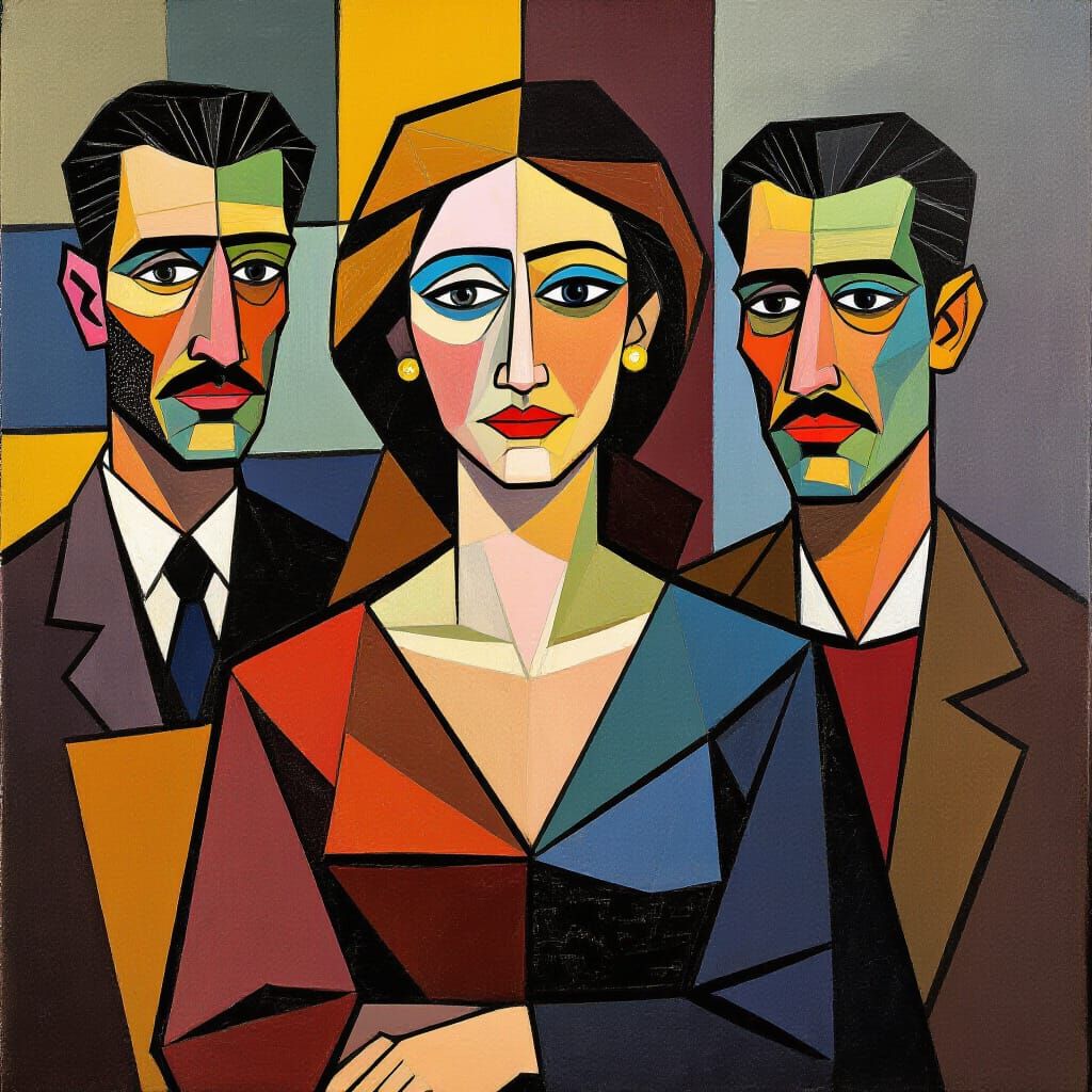 Woman in Cubist Style with Earthy Tones