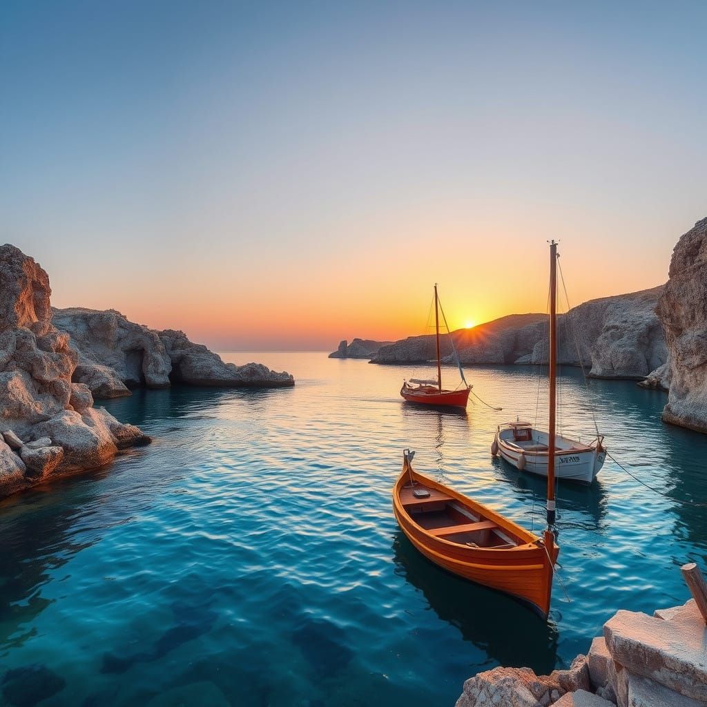 Peaceful Greek Bay at Dusk