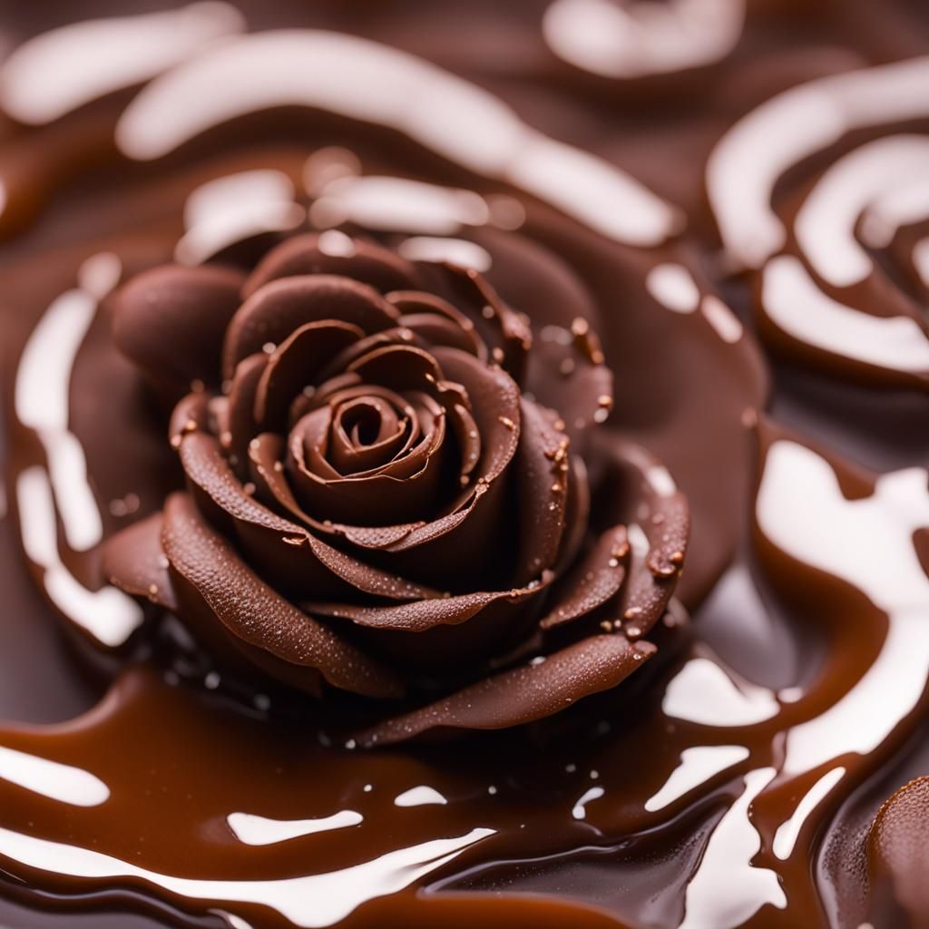 Melting Chocolate Rose in Professional Photography Style