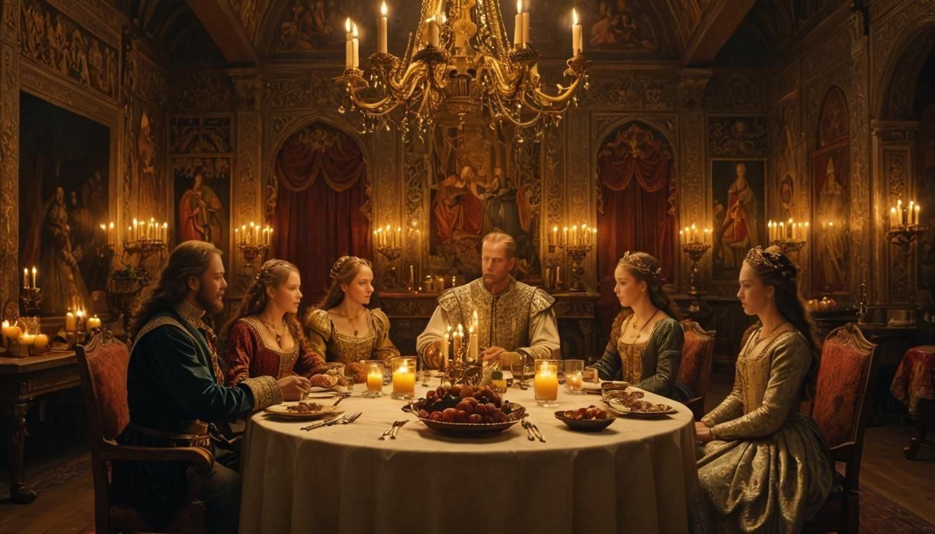 Medieval Royal Family Dinner: An AI Rendering