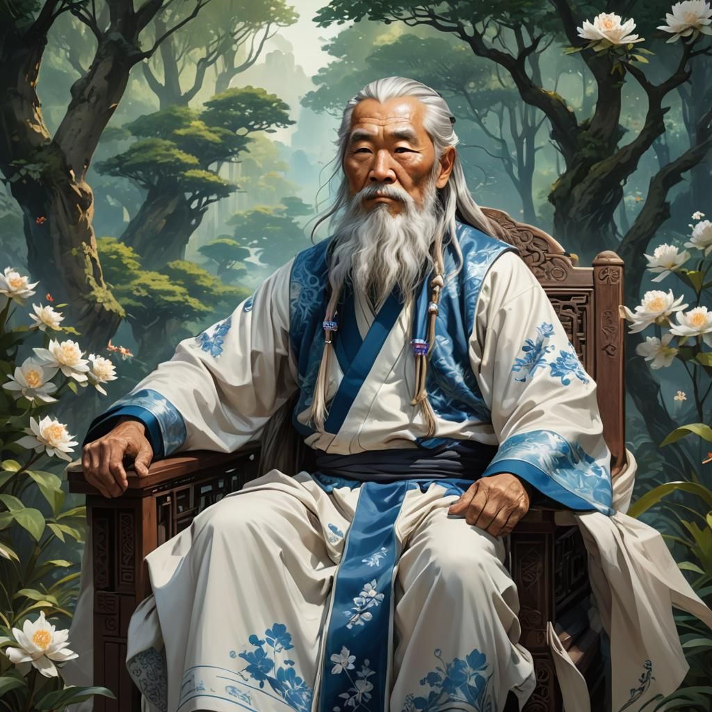 Traditional Chinese Man Portrait in Hyperdetailed Style