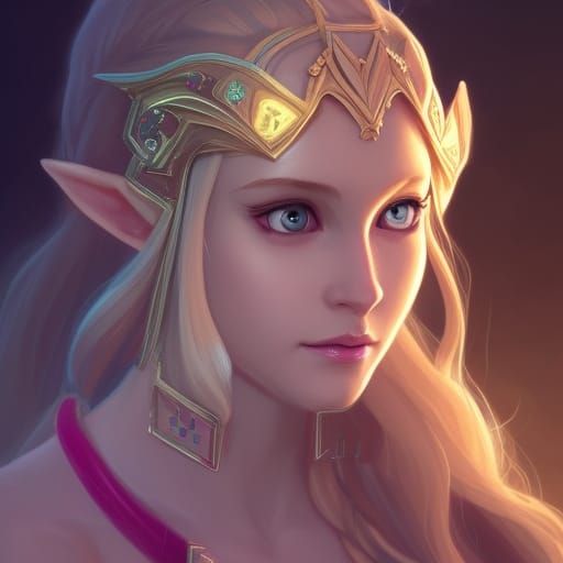 Princess Zelda Portrait in Art Nouveau Style