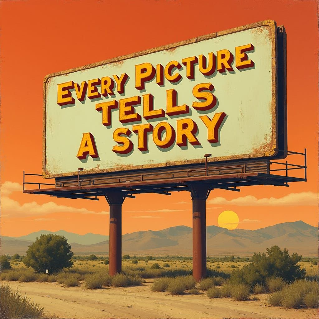 Vintage Billboard Sign: Every Picture Tells A Story