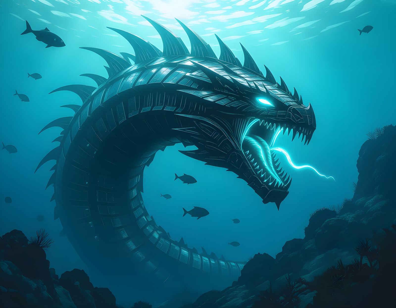 Colossal Bio-Mechanical Leviathan Emerges from the Abyss