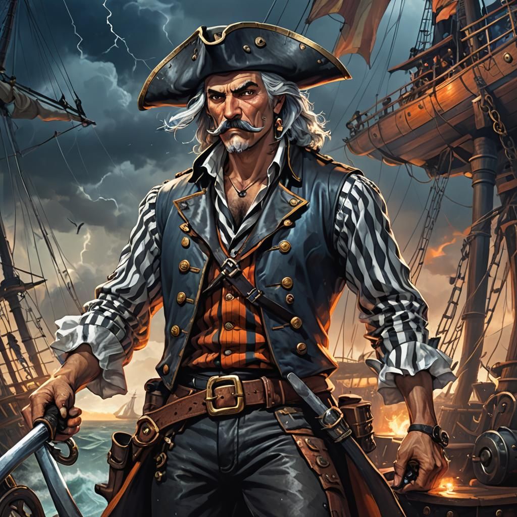 Pirate at the Helm: Baroque Fantasy Concept Art