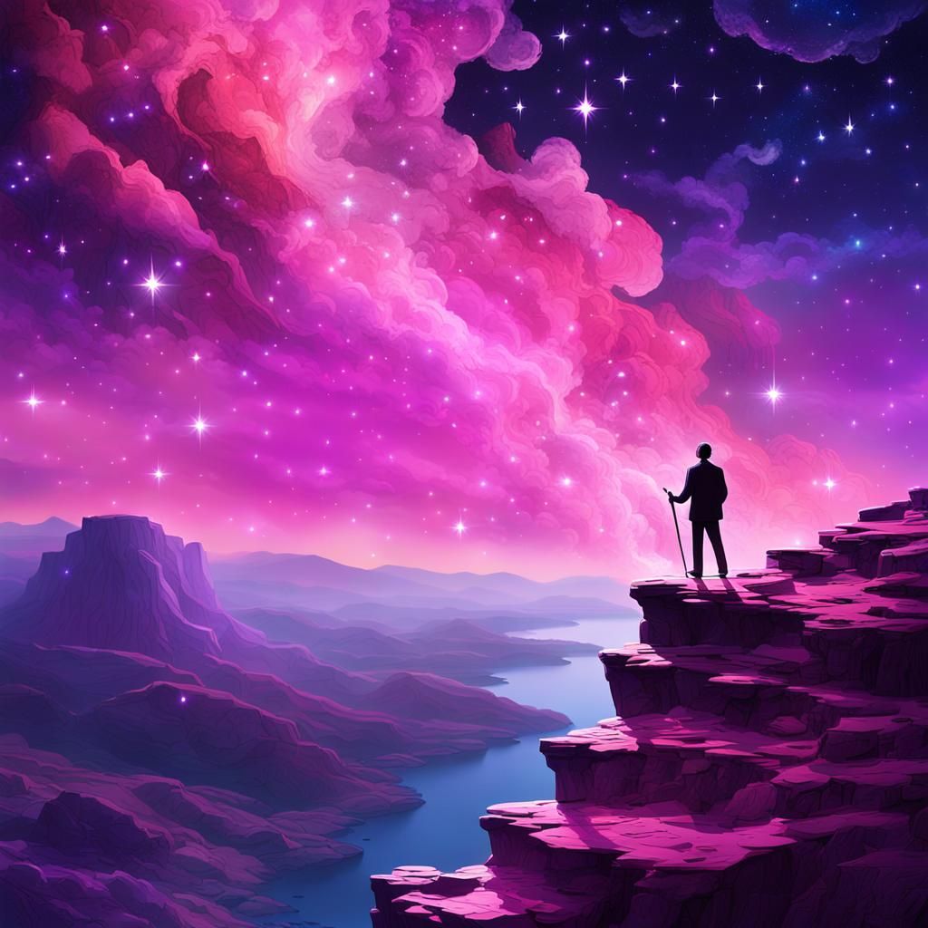 Stick Figure Guru Enchants Stars in Surrealist Style