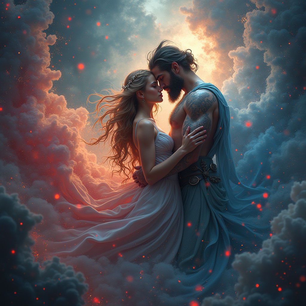 Goddess of Love and God of War Embrace