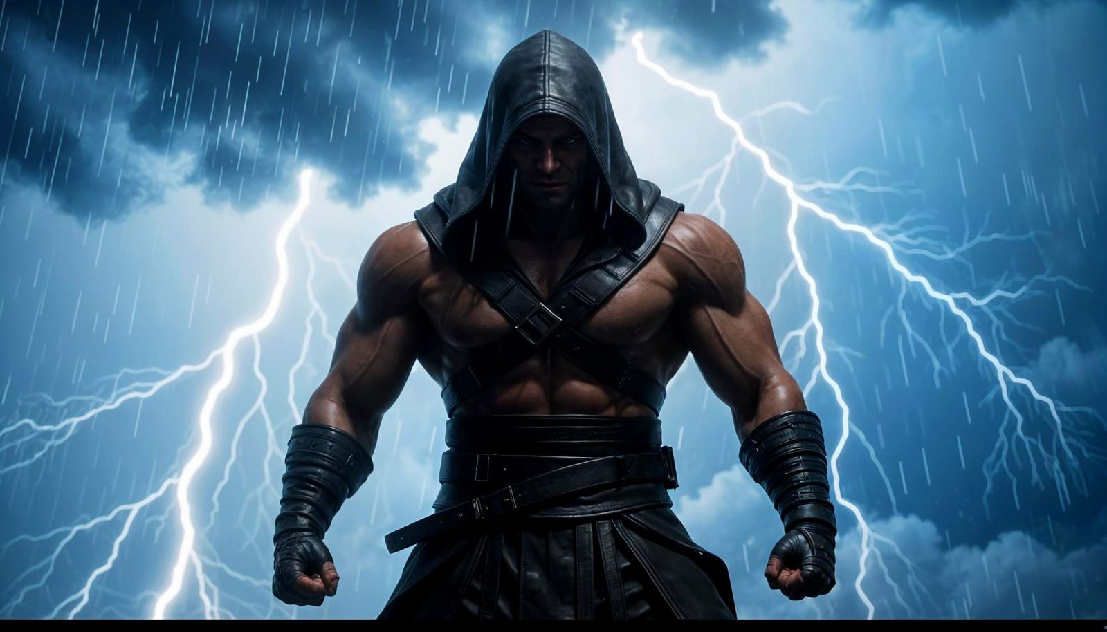 Male Villain Controls Weather in Gritty Dark Style