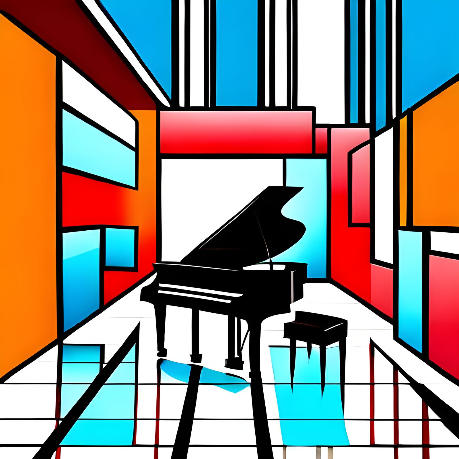 Geometric Piano with Complementary Colors