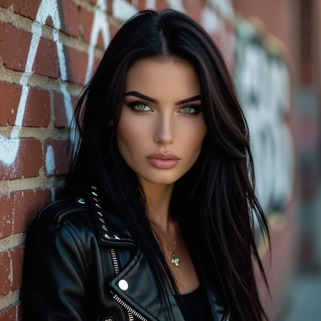 Tough Bulgarian Woman in Leather Jacket, Film Noir Style