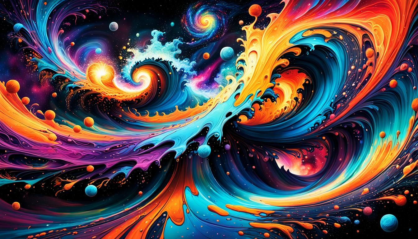 Colorful Galaxies Swirl: Graffiti Art Style
