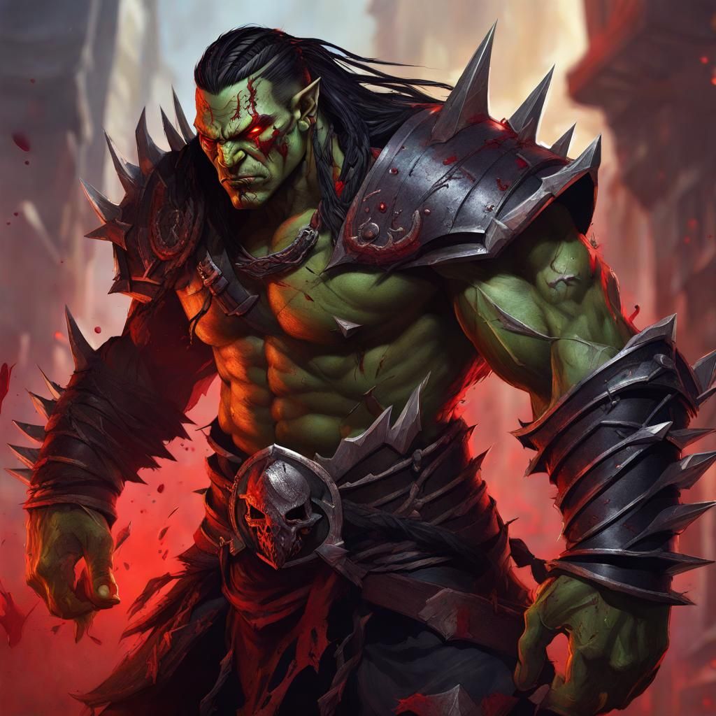 Menacing Orc Spellcaster in Hyperrealistic Digital Art