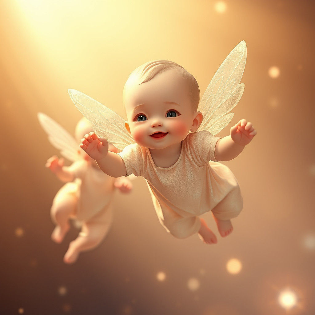 Ethereal Babies Fly with Joy: Anime and 3D Art