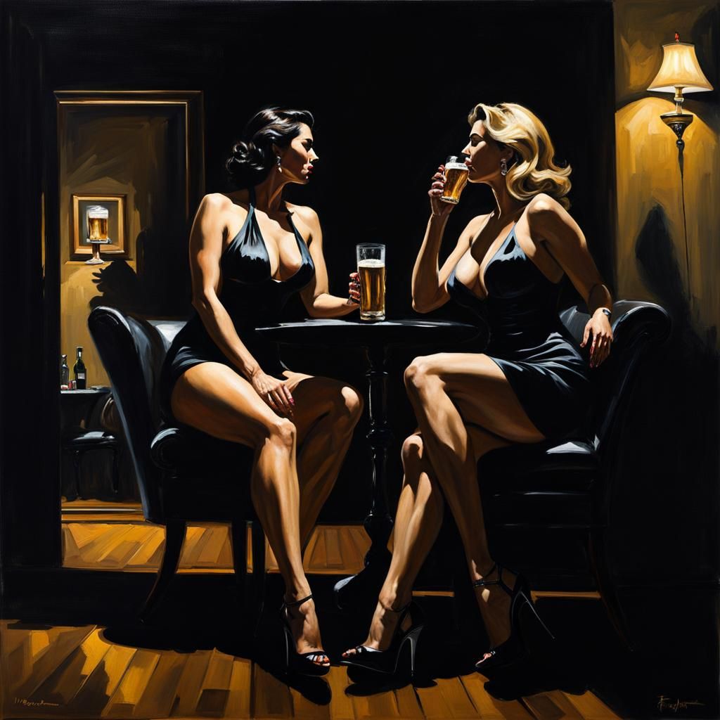 Dark Room Scene in Fabian Perez Style
