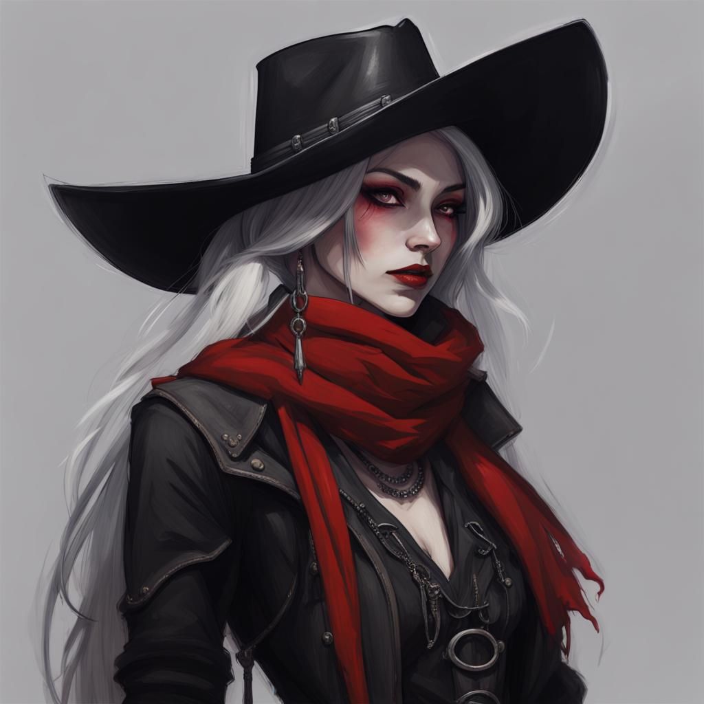 Gothic Cowboy Shadar-kai Woman Portrait
