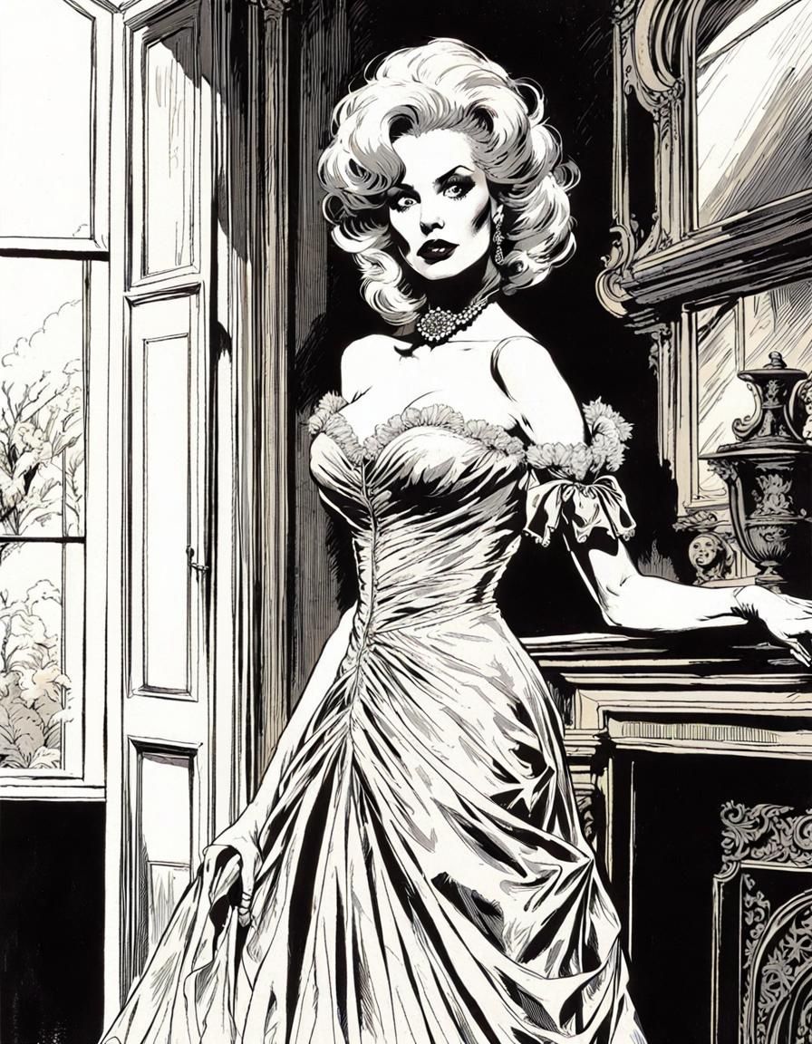 Intrigued Vampire Matriarch in Rococo Room