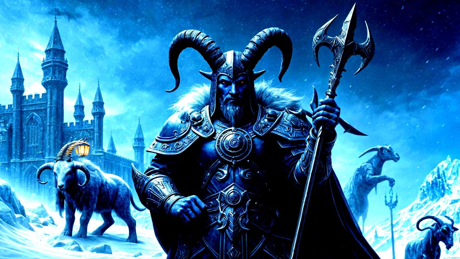 Dark Fantasy RPG Supervillain in Frost-Bitten Armor