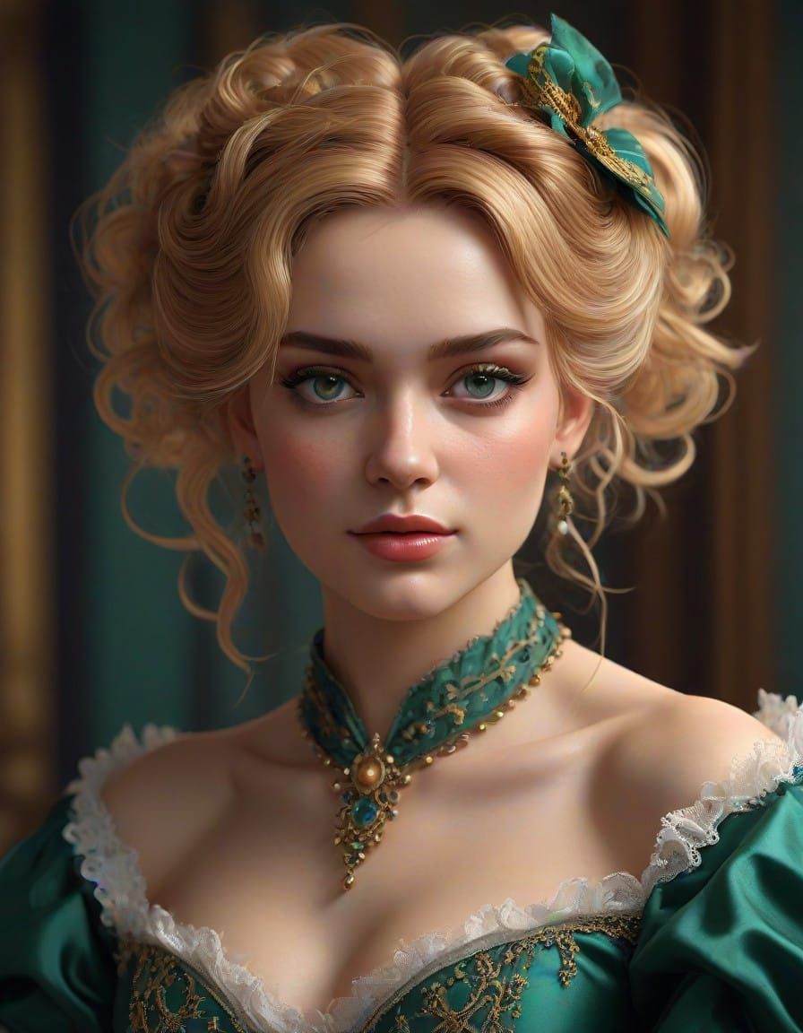 Elegant Victorian Countess in Opulent Ball Gown