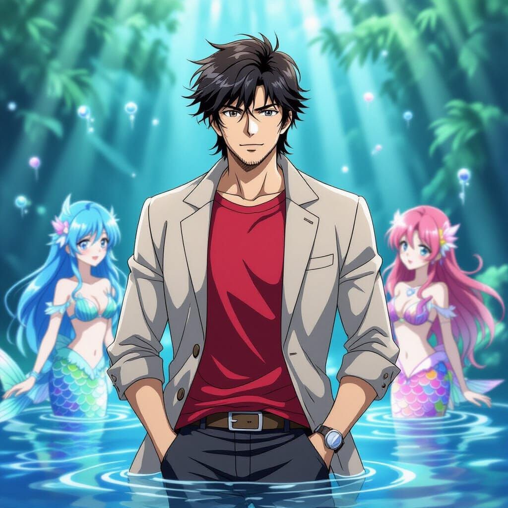 Ryo Saeba Meets Mermaids in a Fantastical Bathroom