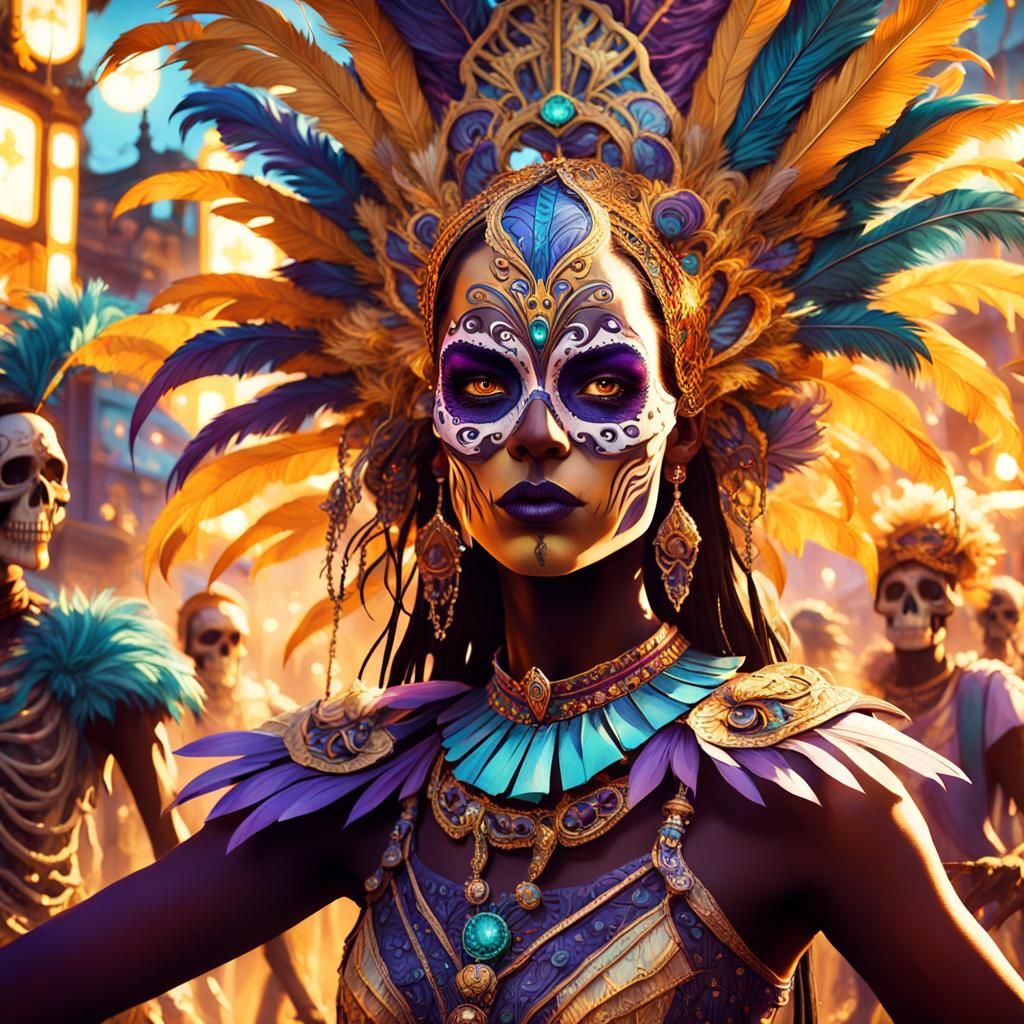 Dark Fantasy Carnival Dancer Summons Skeletons