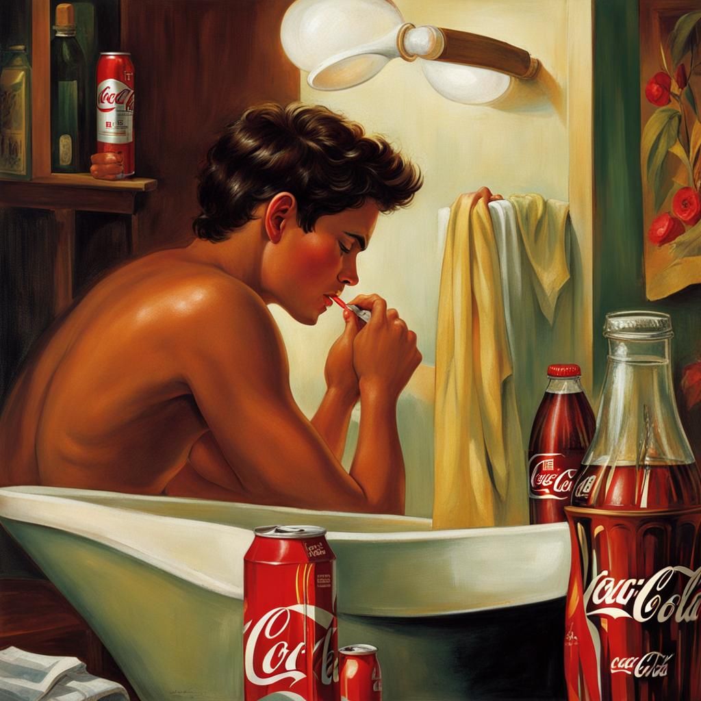 Young Man Relaxing in Bathroom