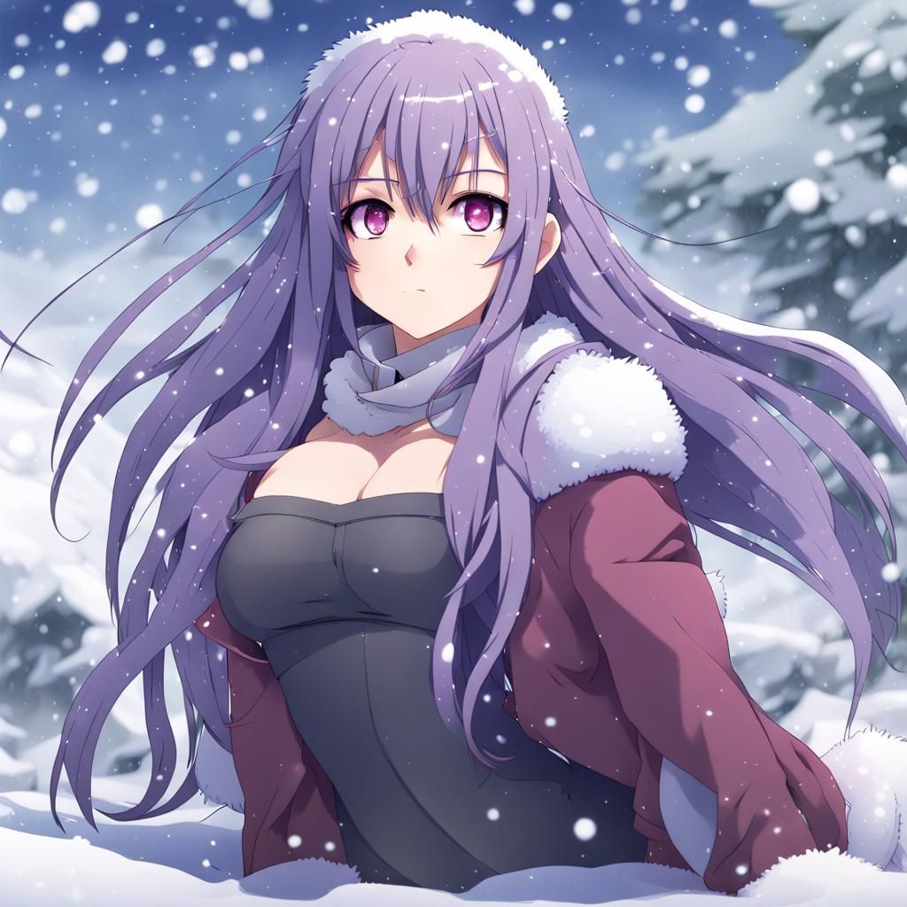Anime Girl in Snow, Manga Style