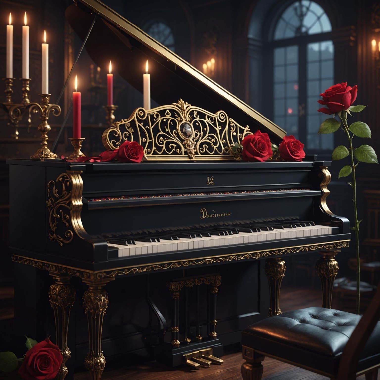 Piano Keys, Pearls, and Candlelight: Fantasy Concept Art