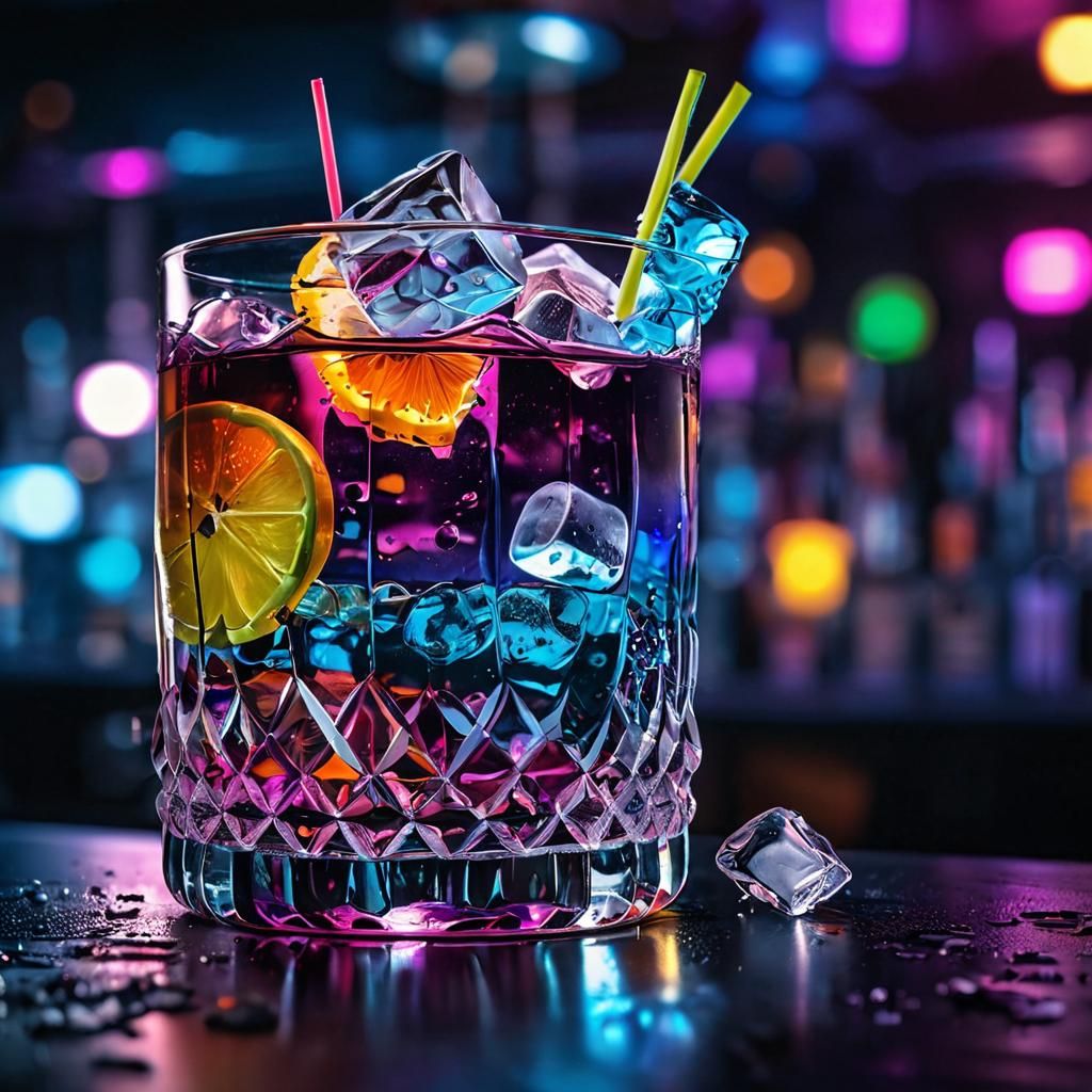 Vibrant Pop Art Cocktail in Nightclub