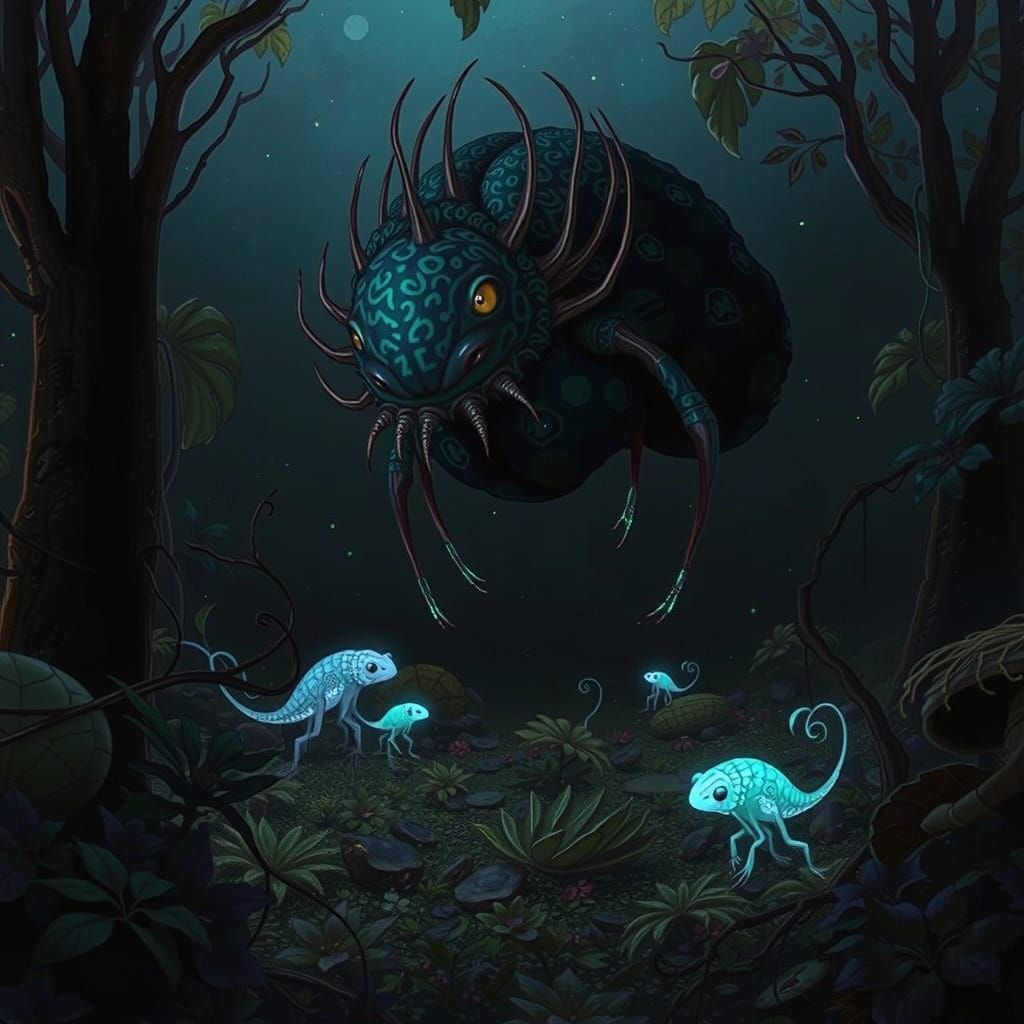Surrealist Biome Teeming with Iridescent, Glowing Creatures
