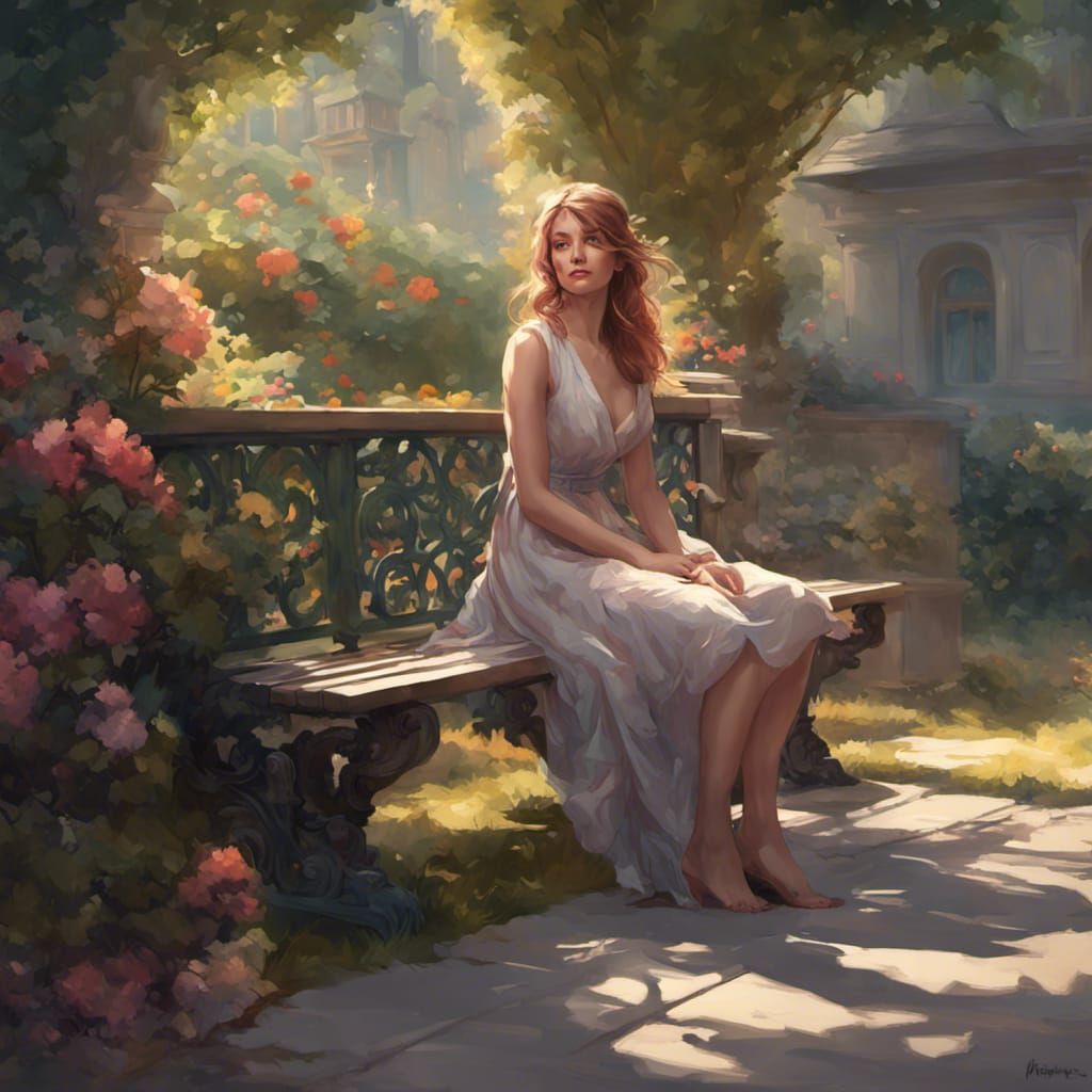 Romantic Garden Portrait in Hyperdetailed Digital Art