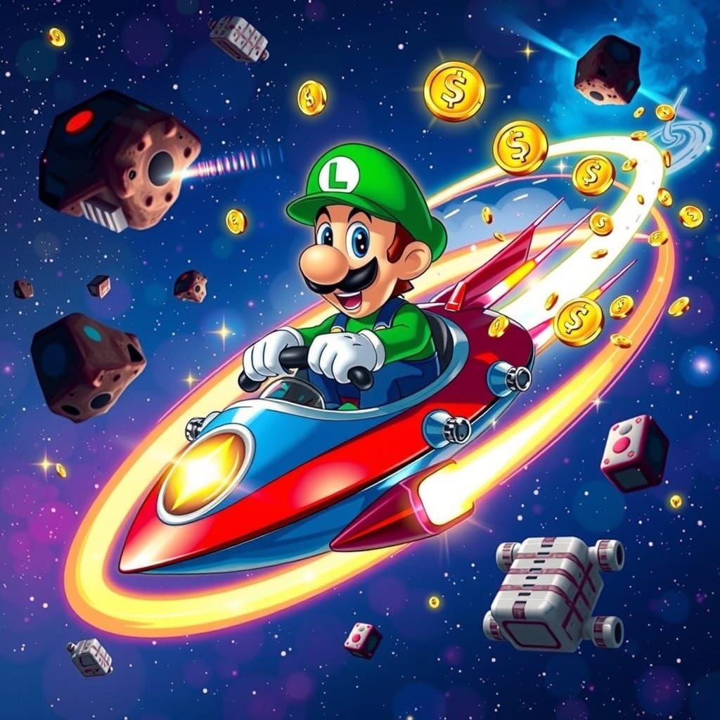Luigi Flies Warp Star Through Battlerock Galaxy