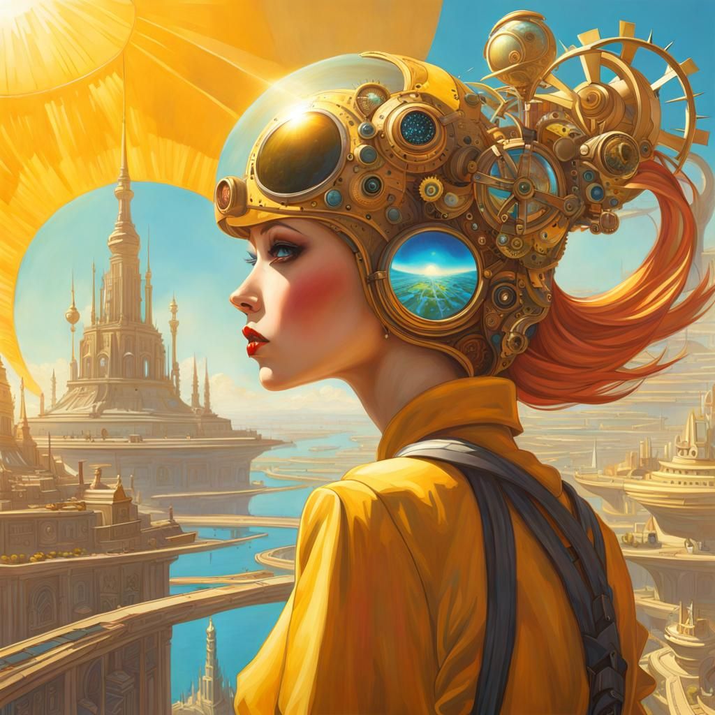 Solarpunk Sister Surveys Sunny Vista