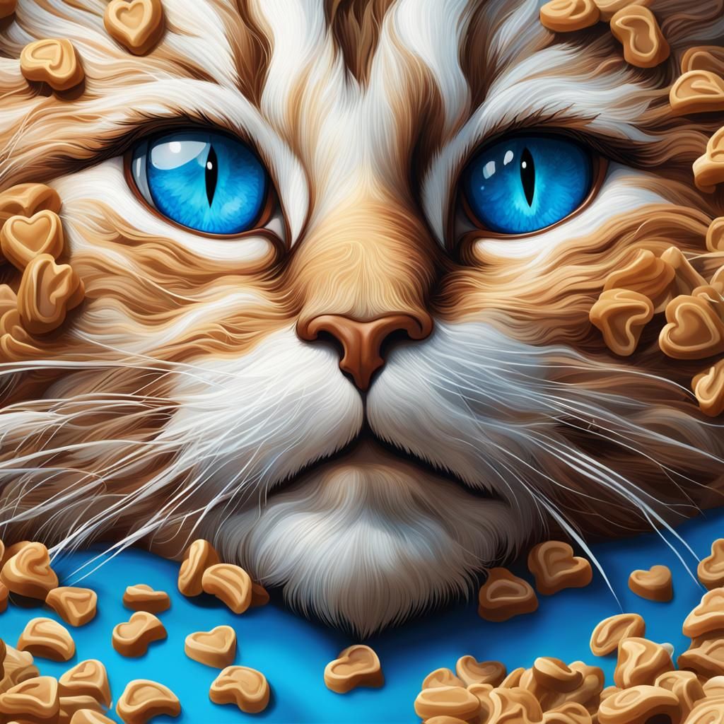 Hyperrealistic Pasta Cat with Chocolate Heart