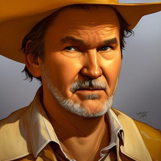 Norm MacDonald in Yellow Cowboy Outfit, Digital Portrait