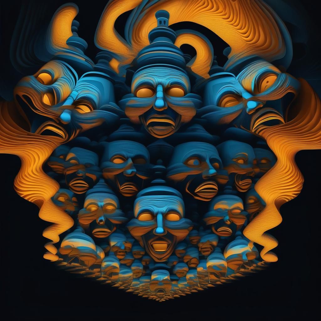 Surreal Human Heads Spiral in Jars