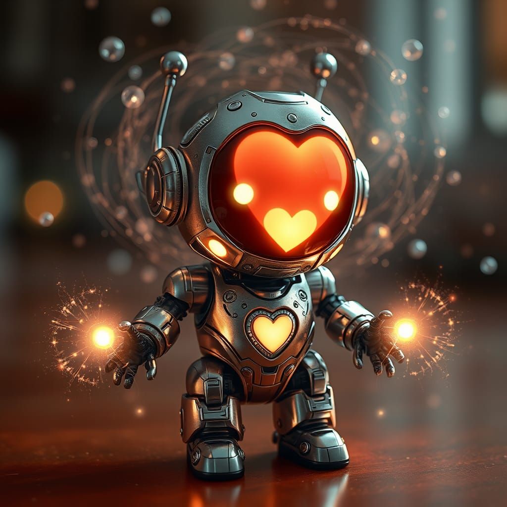 An incredible baby, tiny cyborg robot, a big heart on its su...