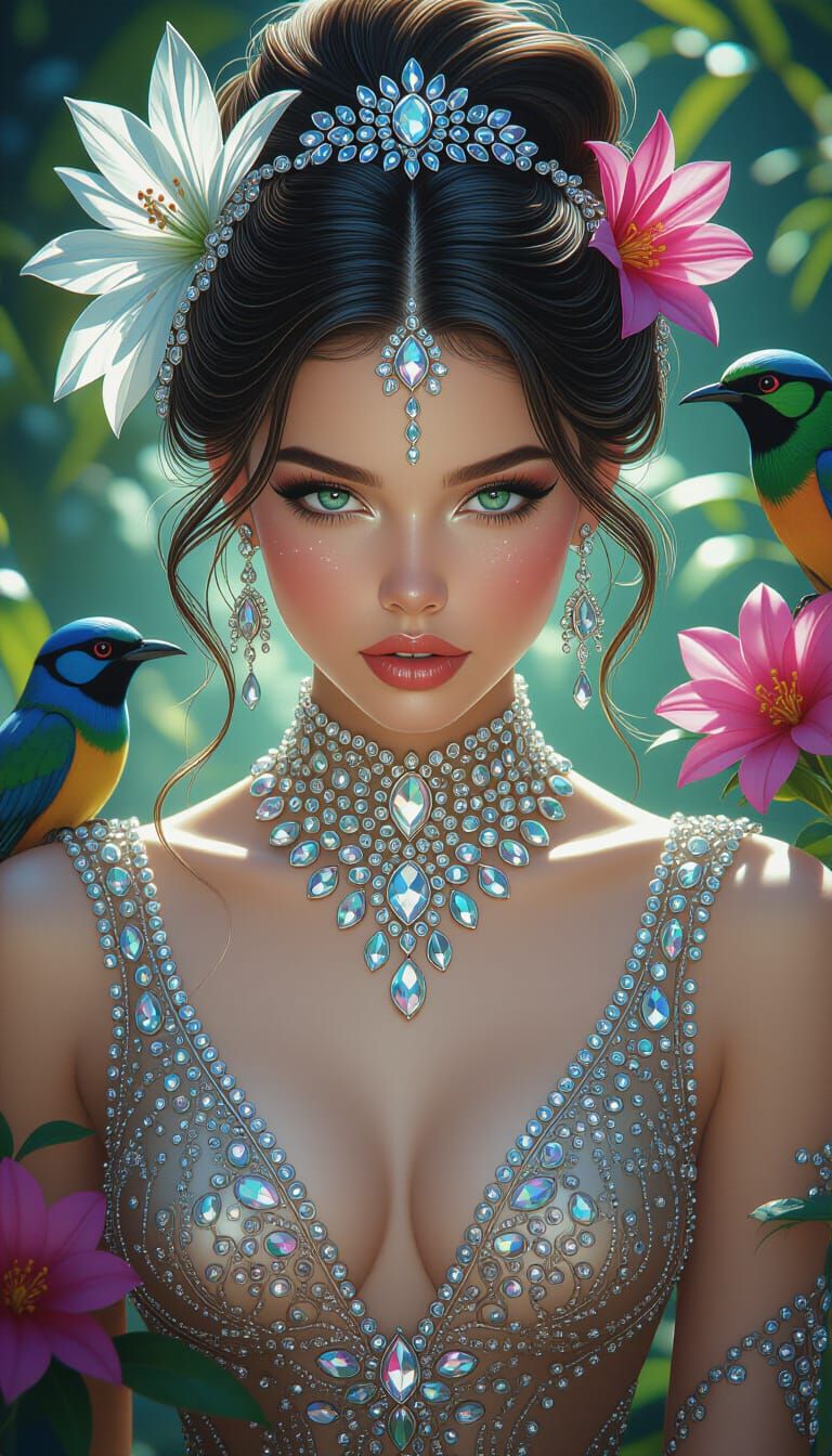 Enchanting Nymph Portrait with Luminous Skin